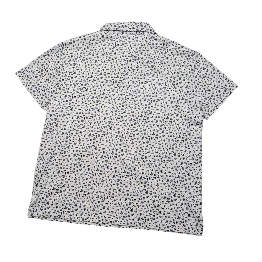 Polo Ralph Lauren Floral Polo Shirt Men's L White Blue Custom Slim Fit Cotton